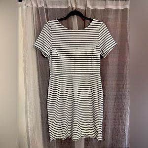 Banana Republic Petite White Striped Dress